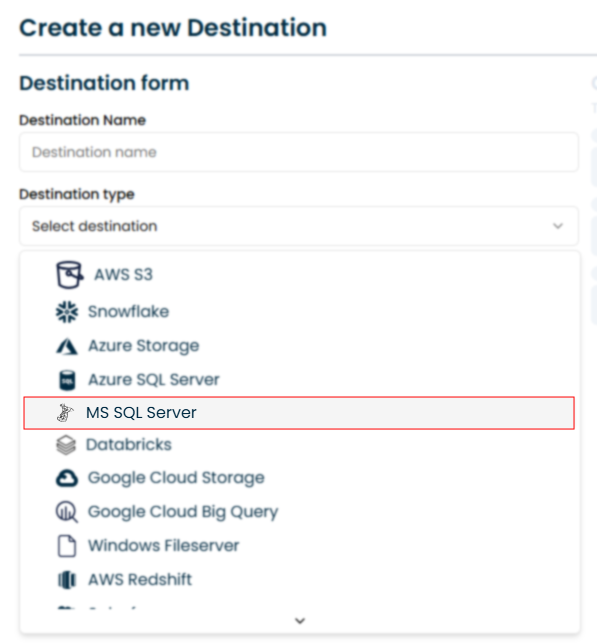 Select SQL Server as the connection type.