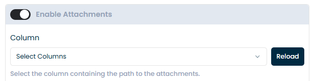 Definition of the column with the document path