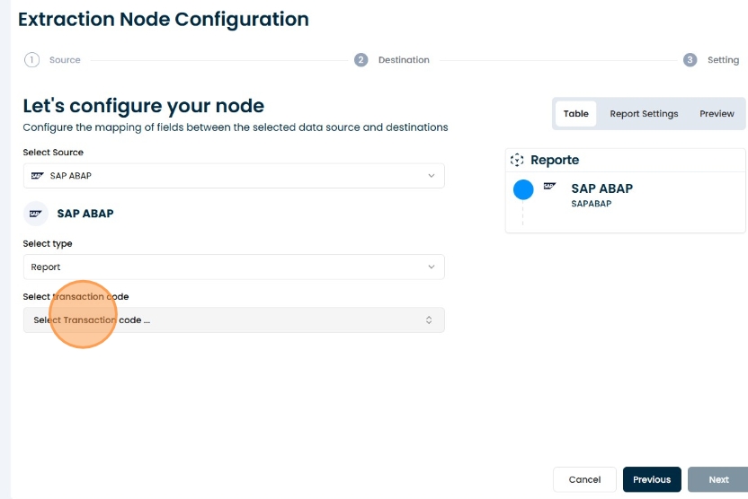 Transaction type selection interface