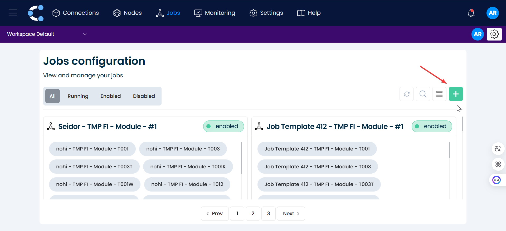 Screenshot of the screen for changing the job name.