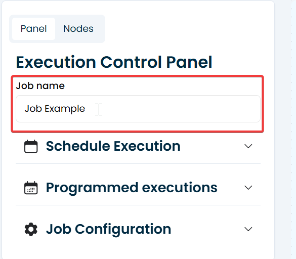 Screenshot of the screen for running or scheduling a job.