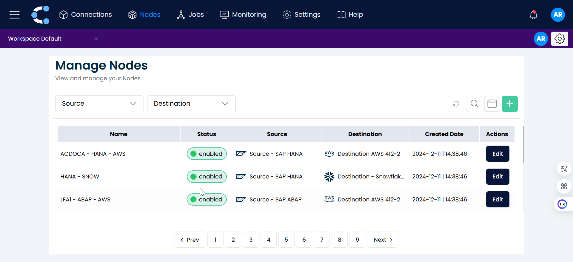 Animation showing how to create a new node.