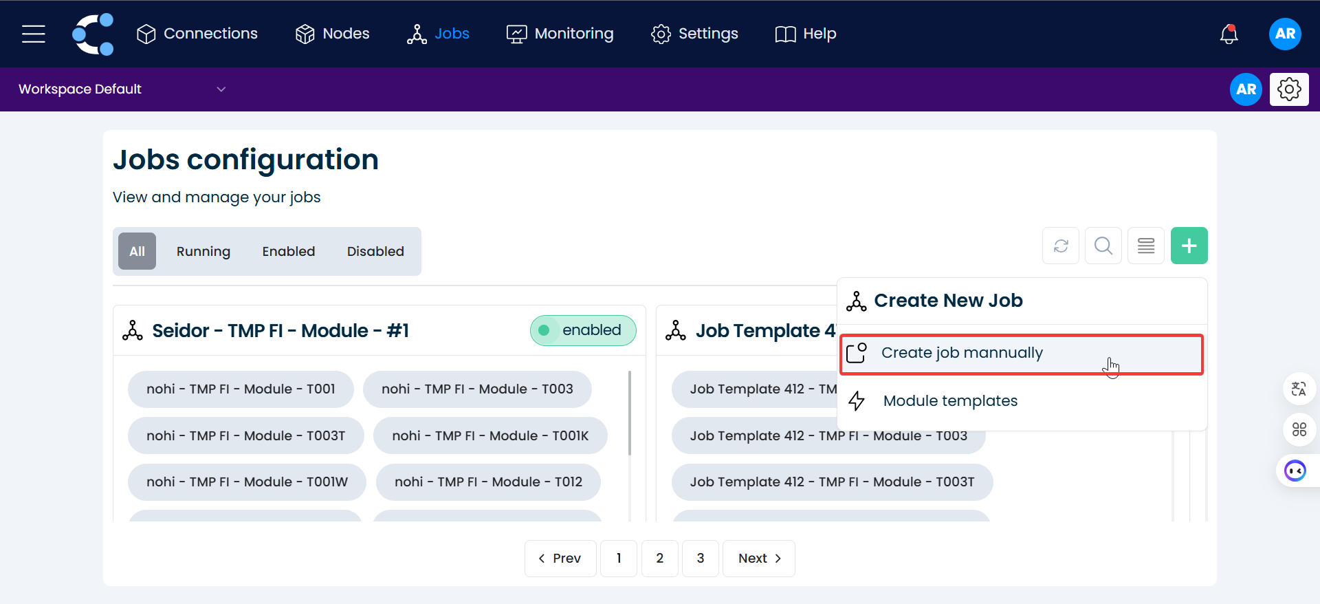 Select Manual Job Creation