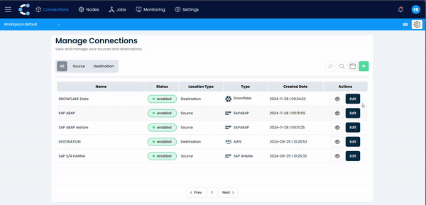 Animation showing how to create a connection through the interface.