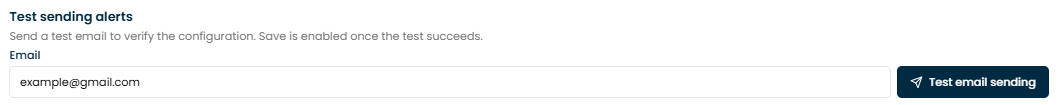 Test sending alerts section