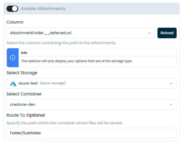 Configuration of destination details