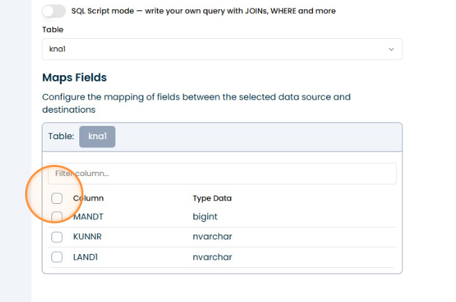 Select fields