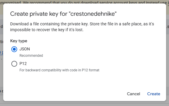 Create key